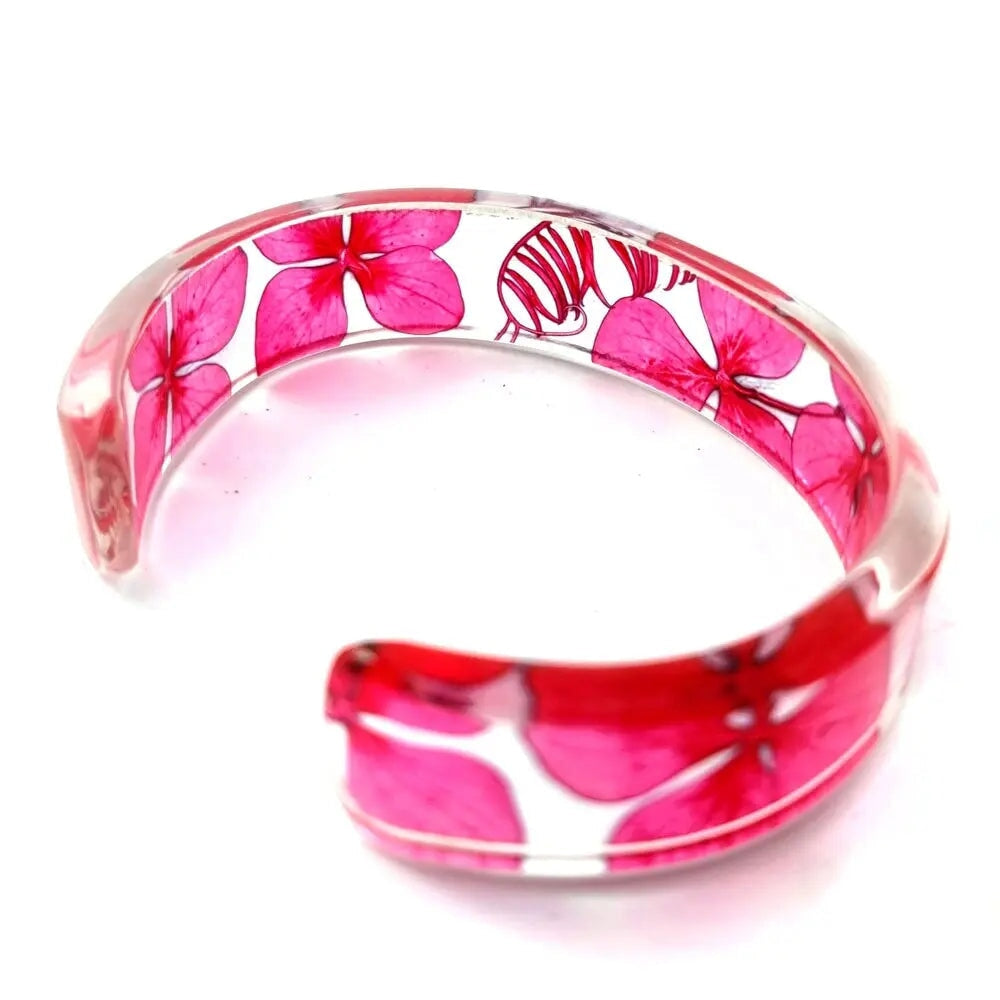 Pink Hydrangea Slim Bracelet| Recycled Perspex bracelet Sue Gregor Large+ 