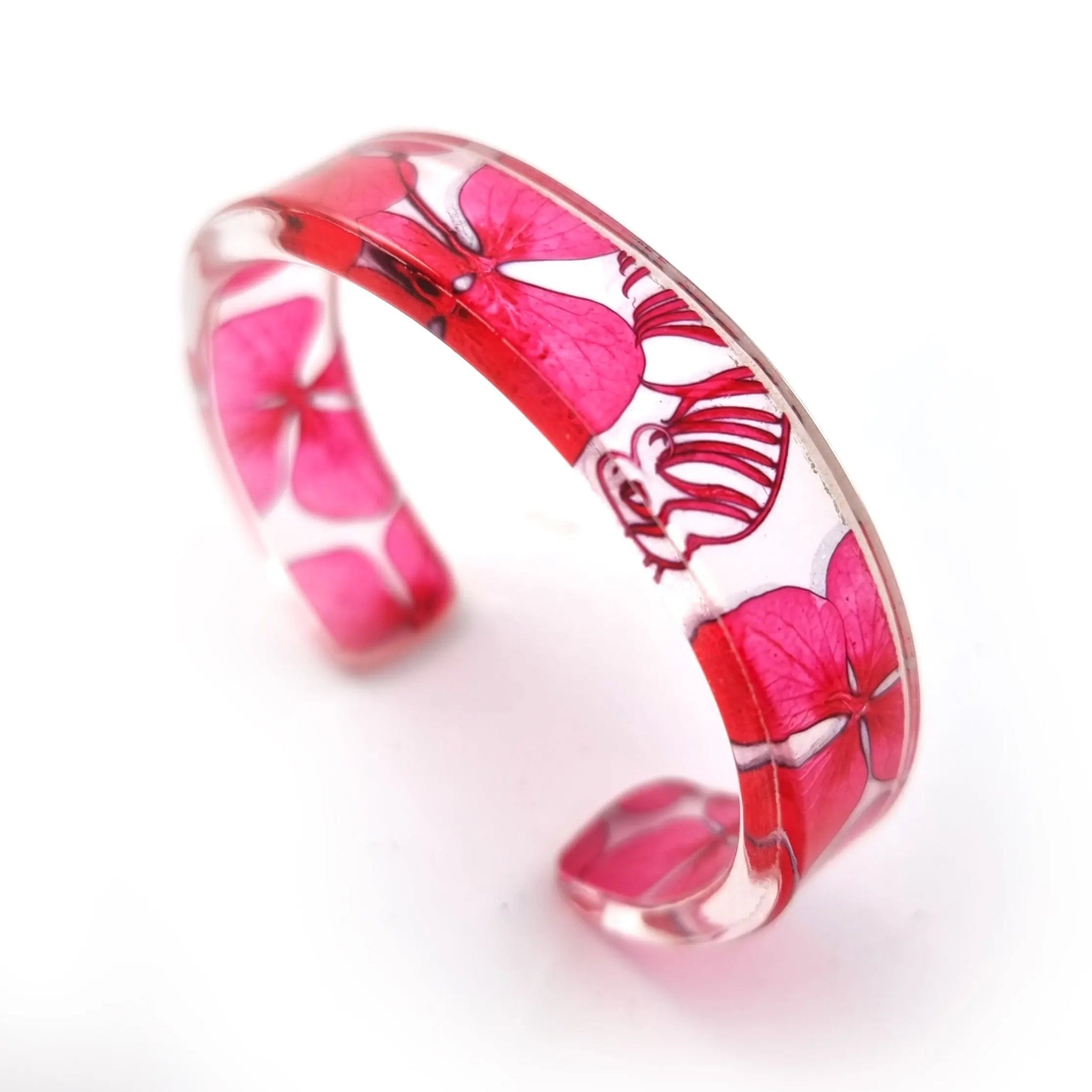 Pink Hydrangea Slim Bracelet| Recycled Perspex bracelet Sue Gregor Medium Wrist 