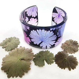 Purple Geranium Floral Cuff bracelet | Recycled Perspex Mother's day gift Cuff Sue Gregor 