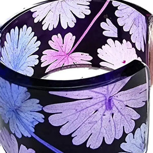 Purple Geranium Floral Cuff bracelet | Recycled Perspex Mother's day gift Cuff Sue Gregor 
