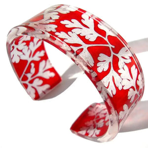 Red Herb Robert Floral Cuff Bangle | 25 mm Narrow Cuff Cuff Sue Gregor Large Wrist 