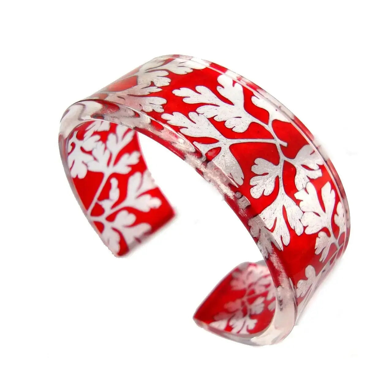 Red Herb Robert Floral Cuff Bangle | 25 mm Narrow Cuff Cuff Sue Gregor Small Wrist 