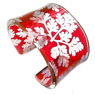 Red Herb Robert Floral Cuff Bangle | Wide Cuff Cuff Sue Gregor Large Wrist 