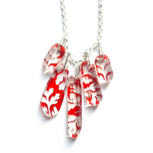 Red Herb Robert Leaf Collections Necklace | Recycled Plastic necklace Sue Gregor 18" 