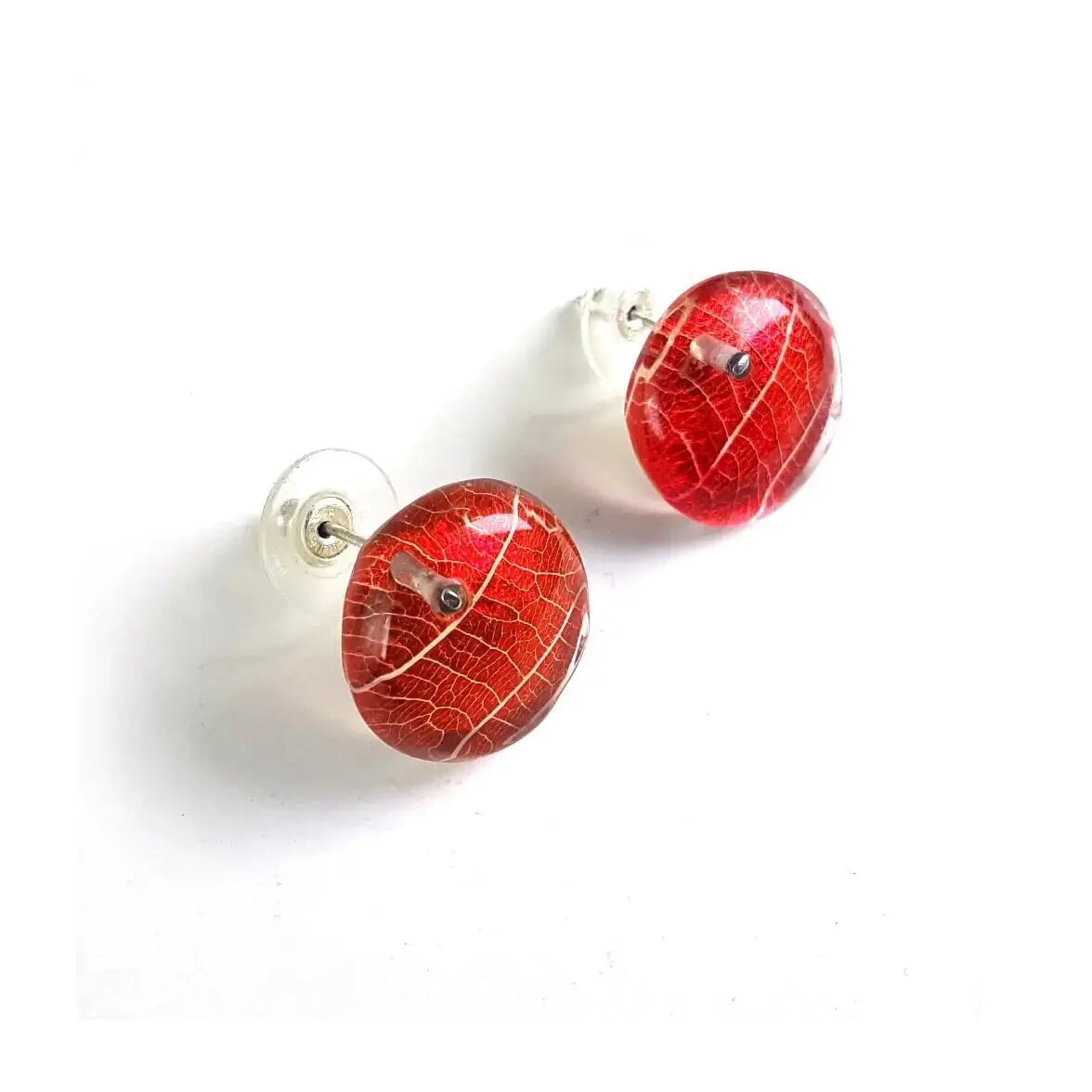 Red Skeleton Leaf | Stud Earrings earring Sue Gregor 16 mm 