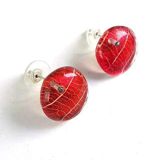 Red Skeleton Leaf | Stud Earrings earring Sue Gregor 22 mm 