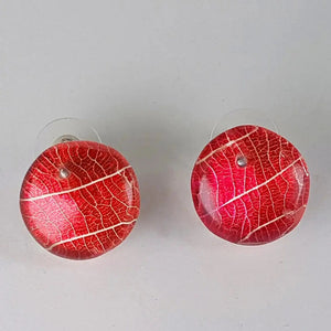 Red Skeleton Leaf | Stud Earrings earring Sue Gregor 