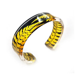 Spicy Mustard and Black Fern Bracelet 18 mm Recycled plastic Sue Gregor