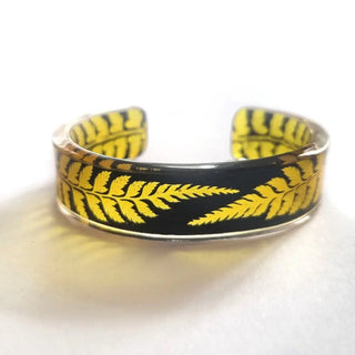 Spicy Mustard and Black Fern Bracelet 18 mm Recycled plastic Sue Gregor