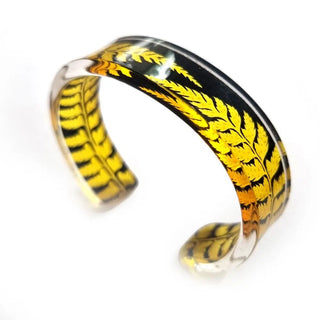 Spicy Mustard and Black Fern Bracelet 18 mm Recycled plastic Sue Gregor