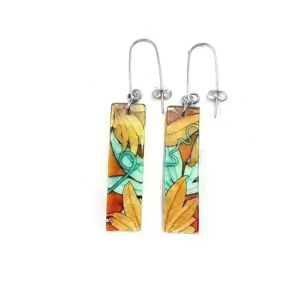 Toffee Passion Flower | Rectangle Earrings Sue Gregor