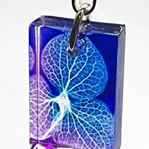 Violet hydrangea flower | Small RectangleEarrings | Recycled Perspex earring Sue Gregor 